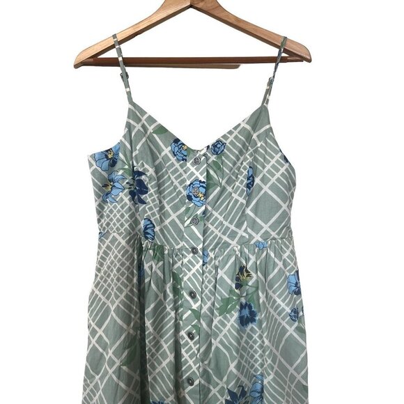 NWT ModCloth Light Green & Blue Floral Maxi Dress L - Picture 7 of 13